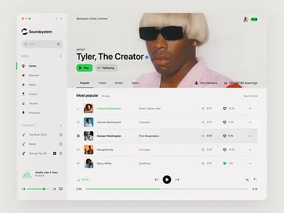 Sound system. Light version brand logo macos portfolio ui web design