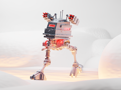 Two Stepping 3d blender blender3d illustration isometric isometric illustration mech mechanical starwars walker