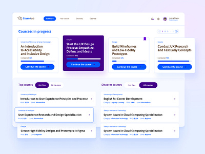 Courselab - proof of concept dashboard education ui ux webapp