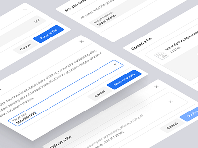 Modals components 📄 buttons clean ui cta design desktop destructive cta dropdowns fintory image uploader inputs interface labels modals popups ui ux