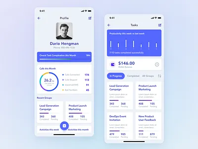 CRM App admin app call campaign completion crm design group ios process tasks team ui ux wallet