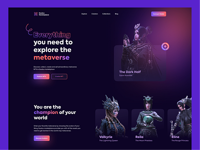 Exodus Marketplace UI Concept crypto dotchallenge metaverse midschallenge nft nftmarketplace ui uiconcept uidesign web webdesign