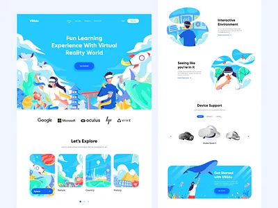 VREdu - Virtual Reality Education Website affinitydesigner app blue branding design figma flat illustration japan metaverse modern sky ui ux vector virtual virtualreality website