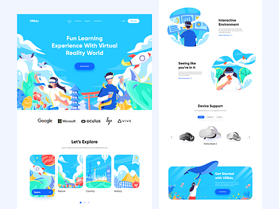 VREdu - Virtual Reality Education Website affinitydesigner app blue branding design figma flat illustration japan metaverse modern sky ui ux vector virtual virtualreality website