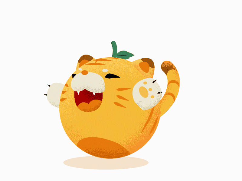 Bouncy Tiger animation design bounce character characterdesign cute design illustration leaf mandarin motion motion animation orange roar tiger