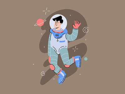 Flat cute astronaut illustration for the mobile app app astro branding design draw illustration logo minimal mobile app space ui ux vector