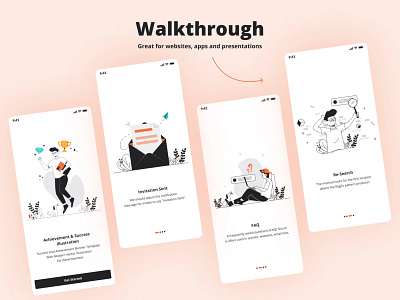 Mobile Walkthrough animation app art branding design flat graphic design icon illustration logo logo design minimal motion graphics ui ux vector