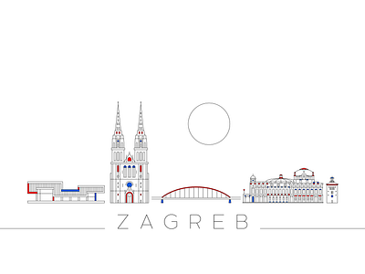 Zagreb, Croatia Illustration bicycle branding cathedral croatia ex former graphic design hendrix bridge hnk illustration line art msu nationa rog theater yugoslavia zagreb