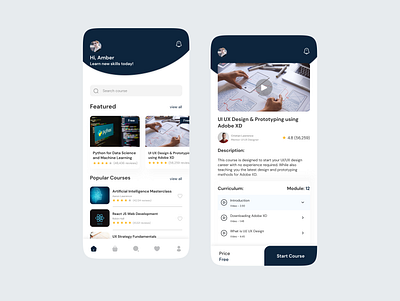 Online Course App app design course course app courses design e learning educational app learning learning app learning platform minimal online simple ui uiux ux