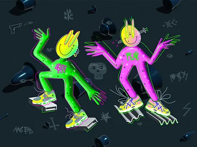 dancing night 2d 3d 3dart 3dcharacter 3dillustration 3dmodelling 3dvector adobeillustrator2022 art blender c4d character cinema4d design flat illustration line nft nftart vector