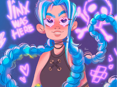 JINX WAS HERE arcane art illustration design artists artist blue cj creative design girl illustration paper