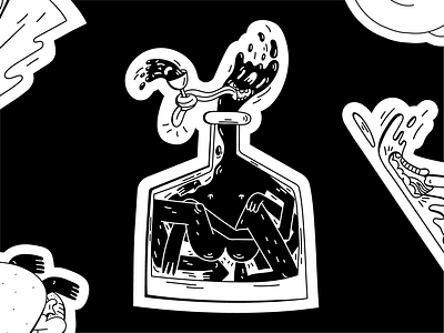 Party drink alcohol bar black and white bottle branding character cocktail digital dope drink drunk glass going out illustration liquid party sketch spirits vector whisky