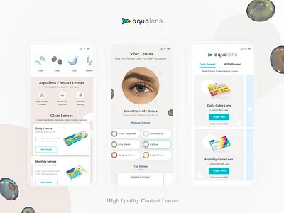 Aqualens Mobile App Redesign - UI/UX Case Study app aqualens branding clean contact lenses design minimal ui ux