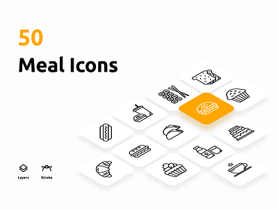 Meal - Icons Pack adobe illustrator design eat flat food foodicons icons illustrator meal mealicons ui vector