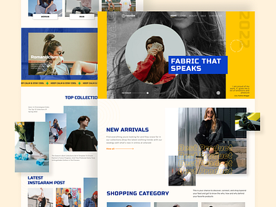 Retro Fashion - Landing Page 80s 90s blue branding design fashion figma figmadesign landingpage mode retro ui uiux vintage website yellow