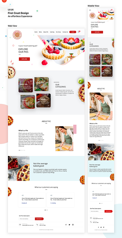 First Crust - UI/UX branding food logo pie ui ux website