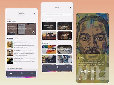 Audio Book App app art audio book books design listen minimal ui user ux