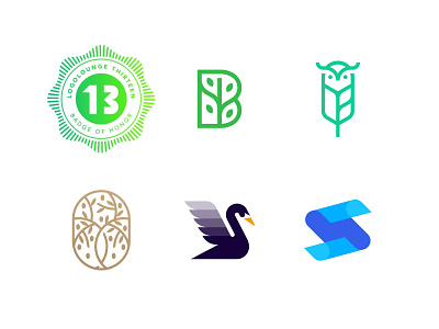 LogoLounge Book 13 b tree brand brand identity branding design feather icon logo logo design logodesign logolounge logos minimal olive tree owl s letter swan