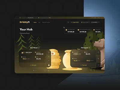 Grizzly.fi DeFi Platform bear crypto defi grizzly ui ux