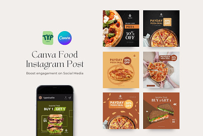 Canva Food Instagram Post branding canva canva food design feed food food blogger graphic design instagram marketing modern promo promotion templates