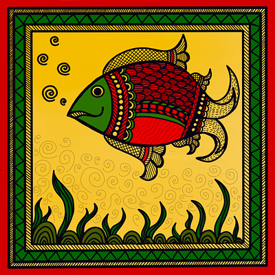 Madhubani Fish design digitalartist illustration indianart indianarttraditional indiandigitalartist ipadart logo madhubani procreate