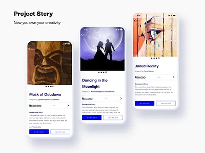 Project Stery art shop ios mobile design one time payment ui