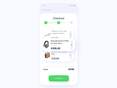 Day 58: Shopping Cart app challenge claymorphism dailyui day 58 shopping cart ui ui design