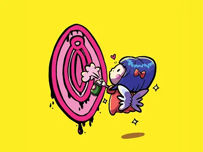 Grafitti angel cartoon character cute design drawing feminism feminist graffiti illustration love pussy urban art vagina
