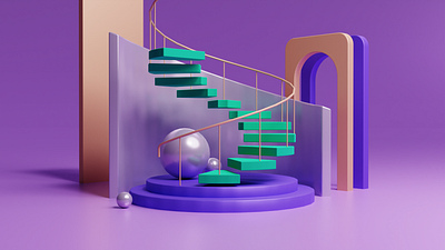 Spiral Stairs 3d blender gracious render shapes spiral stairs