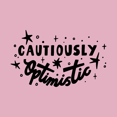 Cautiously Optimistic branding colourful design fun illustration logo procreate type