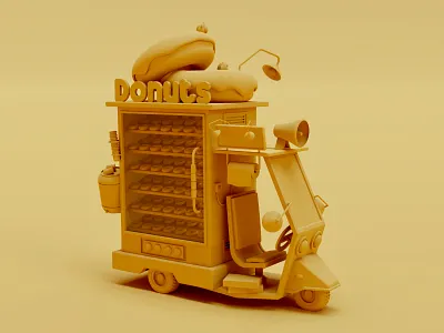 Hot donuts! 3d 3d art blender blender 3d breakfast clay clay render cycles cycles render donut donuts fast food food food illustration food truck foodie illustration low poly render truck