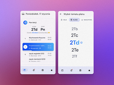 School App for Students • Timetable app classroom clean date picker education material 3 material design material you school settings slider student teacher timetable