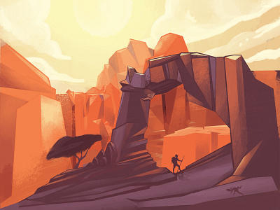 💀🎨 The Great Outdoors 03 arches dead art desert design hiking illustration moab orange outdoor illustration outdoors outside photoshop purple red red rock rocks scene sun texture utah