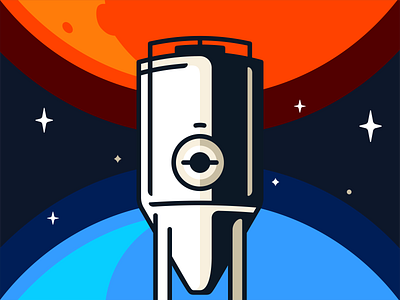 Starbase beer badge beer branding craft beer design earth fermentation icon set illustration logo mark mars nasa outerspace planets spacex stars tnaks universe vector