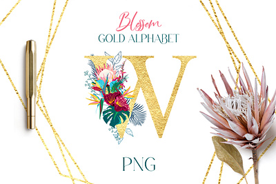 Blossom Africa alphabet branding design flower golden illustration letter vector