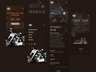 Mobile design for Harley Davidson bikes adobe bikes design figma graphic design ui ux web webdesign xd