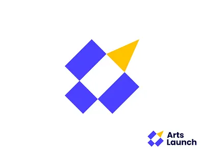 Logo concept for Arts Launch abstract app art logo branding colorful logo creative art education geometric icon identity launch logo modern pen pencil rocket satellite startup study teach
