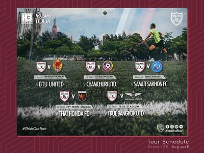 Tour Schedule for Dreams FC branding football