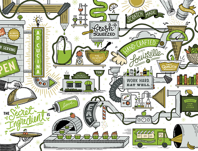 Fresh-Squeezed Advertising design factory food hand lettering illustration mural vector