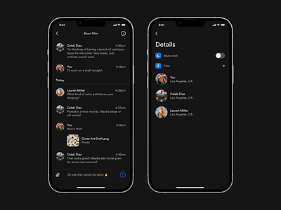 Chat Messenger app design chat dark mode file share ios messenger mobile app product design ui ui design ux design