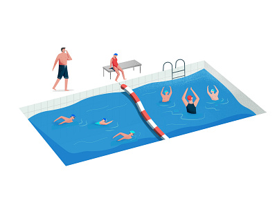 ELEONORE SWIMMING SCHOOL branding character design design flat illustration illustration website minimal ui vector