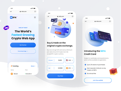 NEFA - Cryptocurrency Exchange Website (Mobile) binance clean crypto crypto wallet cryptocurrency design exchange finance mobile nft responsive trading ui ui design uiux ux web