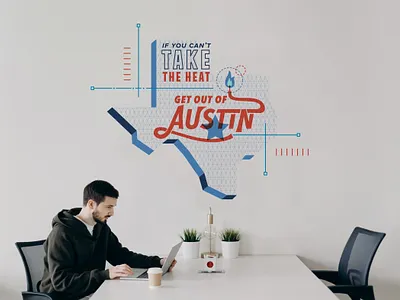 Environmental Design - AUSTIN branding design environmental design graphic design graphic mural hand lettering illustration layout mural mural design type typography