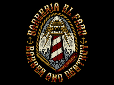 EL FARO BARBER SHOP - LOGO art branding design illustration lighthouse logo mexico skull tattoo traditional ui vintage