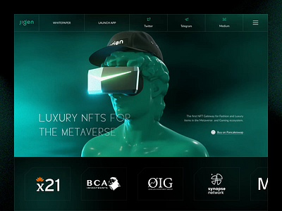 Jigen - Luxury NFTs for the Metaverse animation binance bitcoin clean coin crypto crypto exchange crypto wallet cryptocurrency design ethereum finance landing landing page minimalist money neon nft web design website