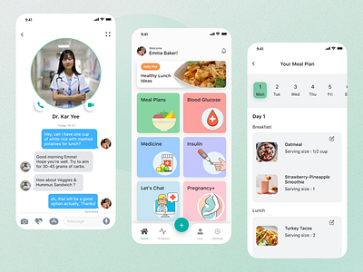 Pregnancy Food Tracking App adobexd concept dailyui design diabetes foodtracking glucose health healthcare interface medical minimal pregnancy sugar control ui uidesign uidesigner uiux