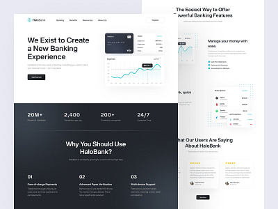 HaloBank - Banking Landing Page app bank banking clean design digital bank finance fintech hero landing page management saas ui user experience user interface ux webapp website