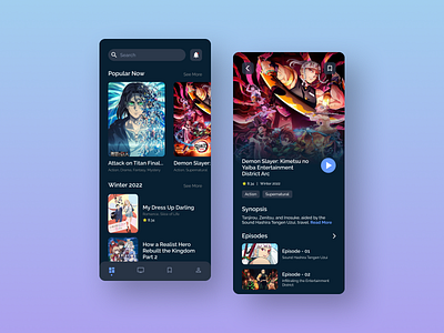 Anime Streaming App anime animeapp animestreaming app design mobile streaming streamingapp ui uiux ux