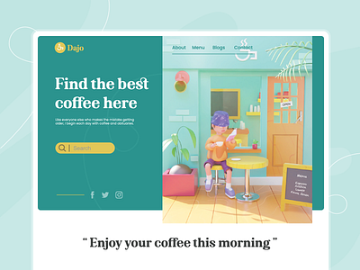 Dajo Coffee - Landing page 3d 3d assets 3d illustration after effect animtaion asset blender branding coffee design espresso illustration landing page logo ui vector website