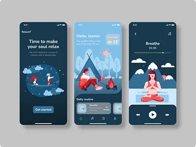 relax meditation app app design illustration meditation relax ui ux